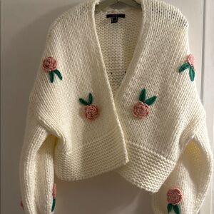 Forever 21 Pink and White Floral Cardigan Sweater